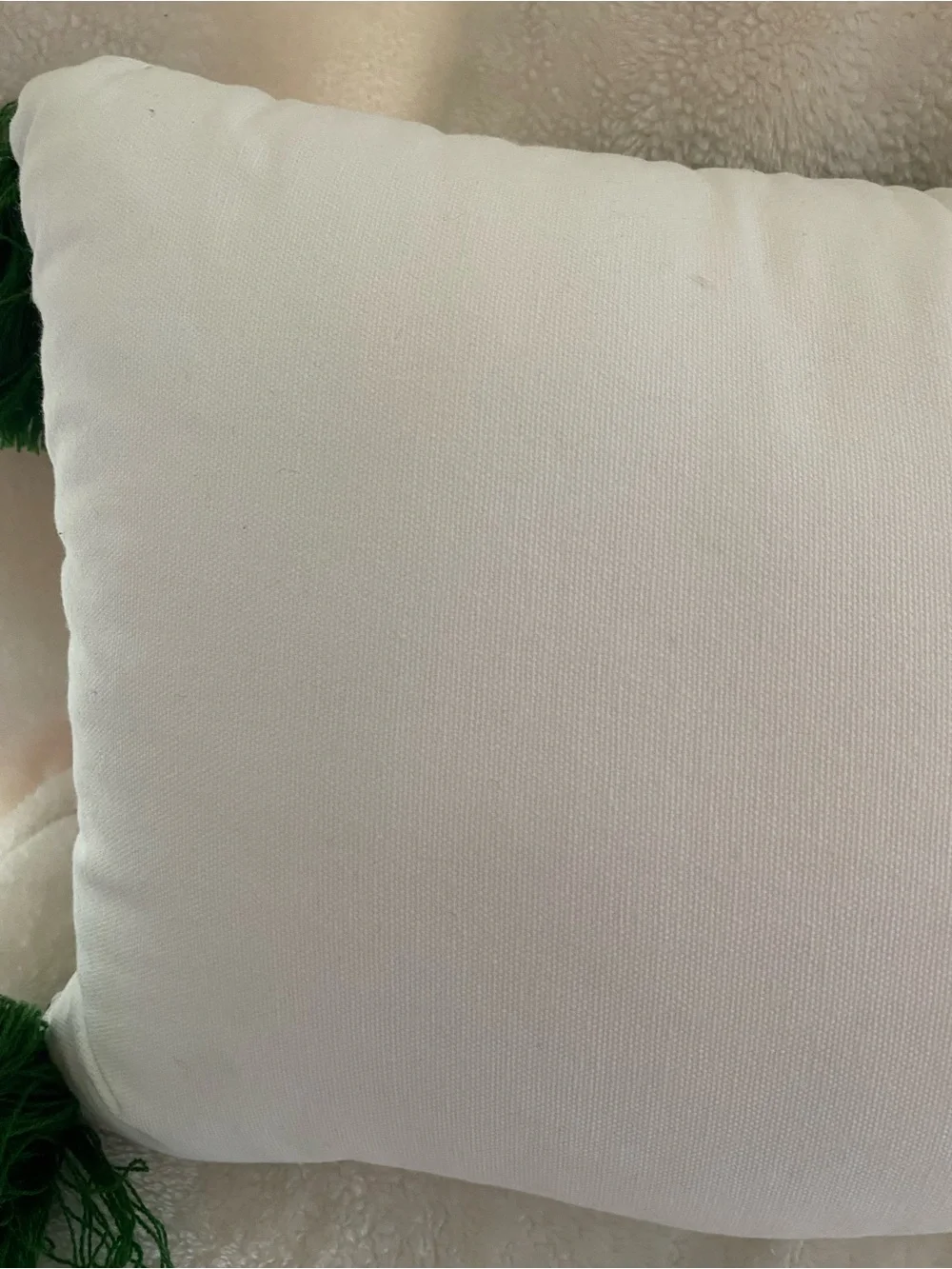 Holiday 'Merry Christmas' Decorative Pillow - White and Green with tassels